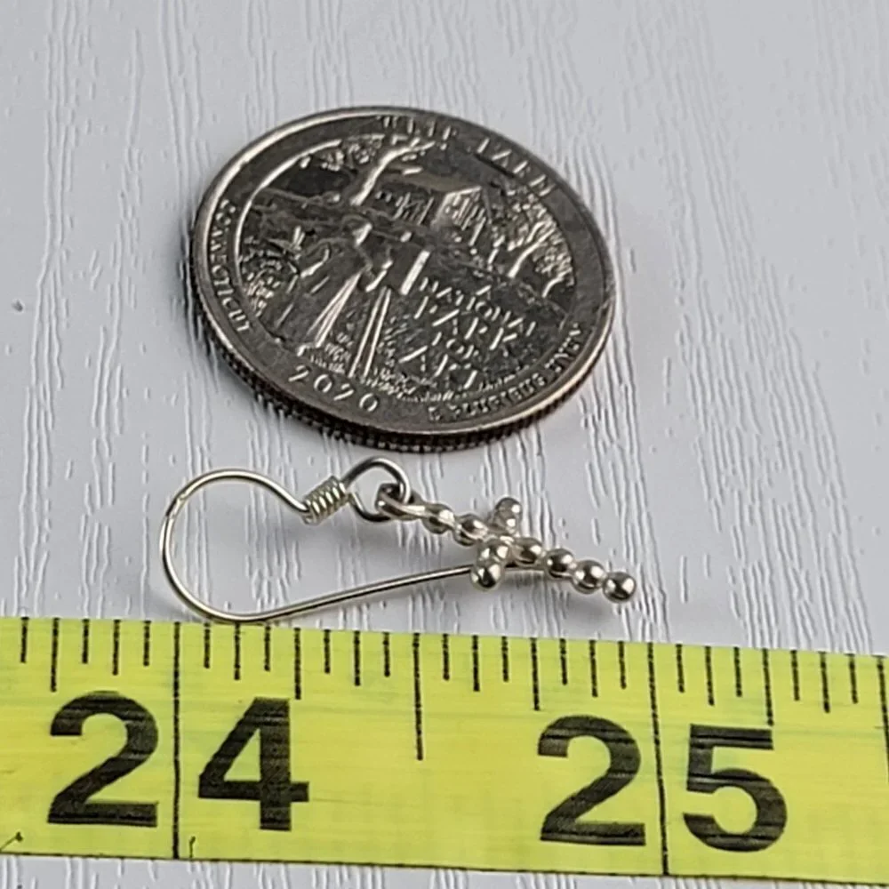 Handcrafted Minimalist Sterling Silver Cross Drop Earrings 0.75 Inch Hook Clasp